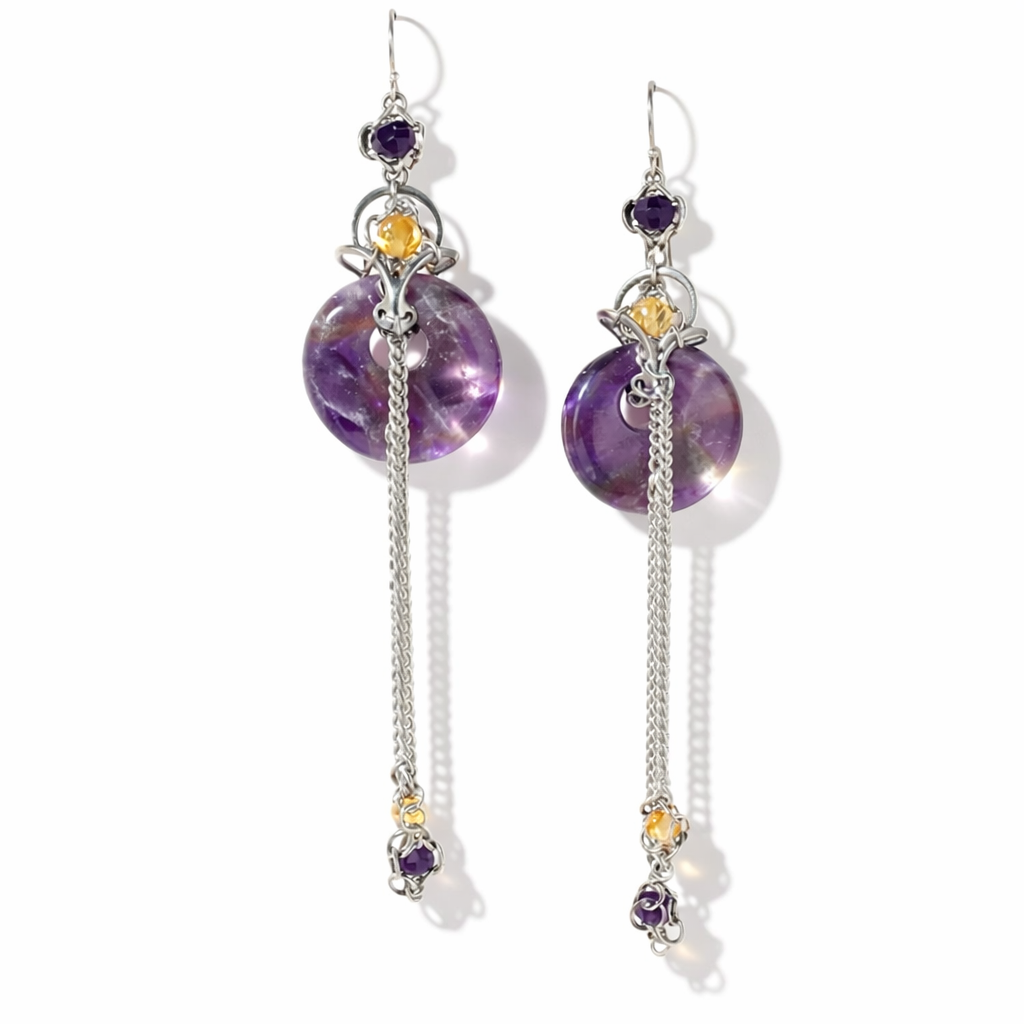 Large Sacred Amethyst Orbit Earrings