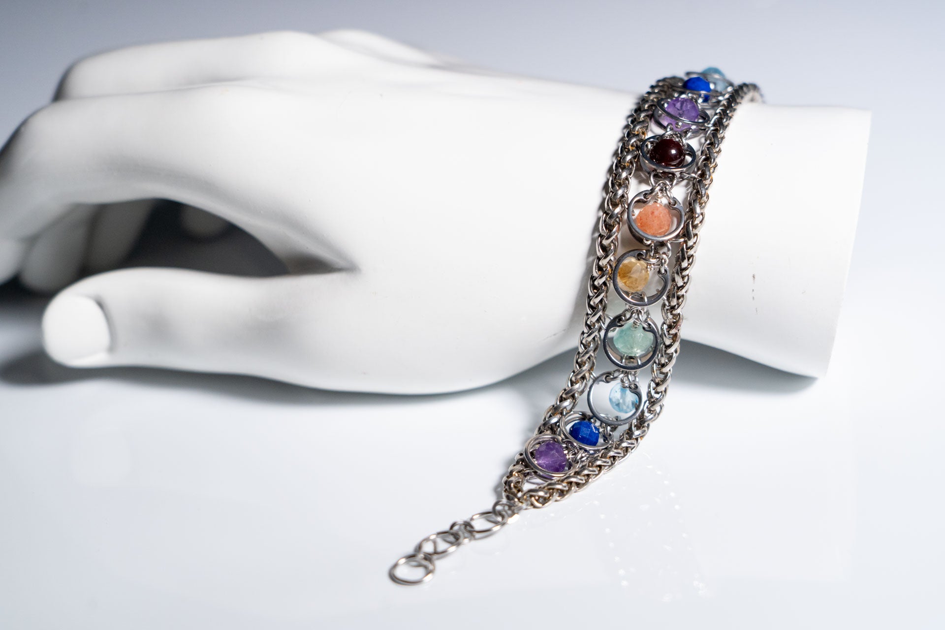 Signature Chakra Pride Bracelet with Wheat Chain Side Rails