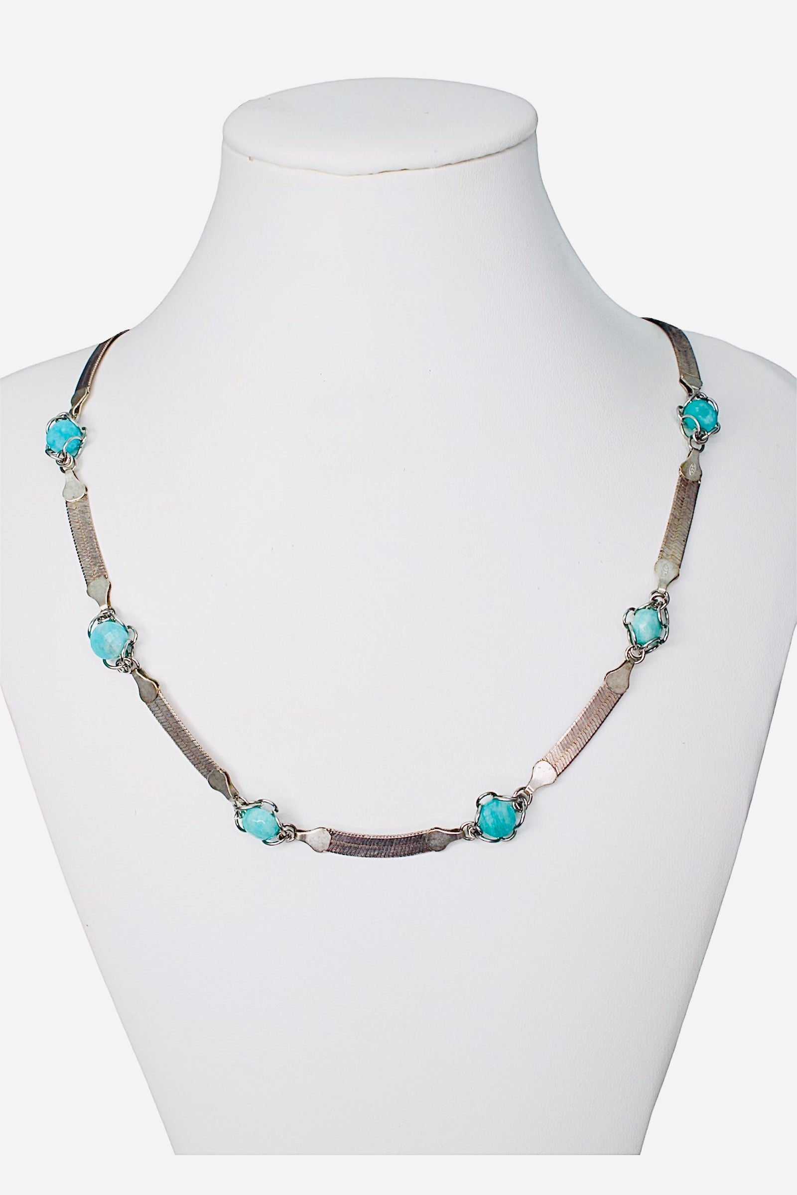 Amazonite Herring Bone Necklace