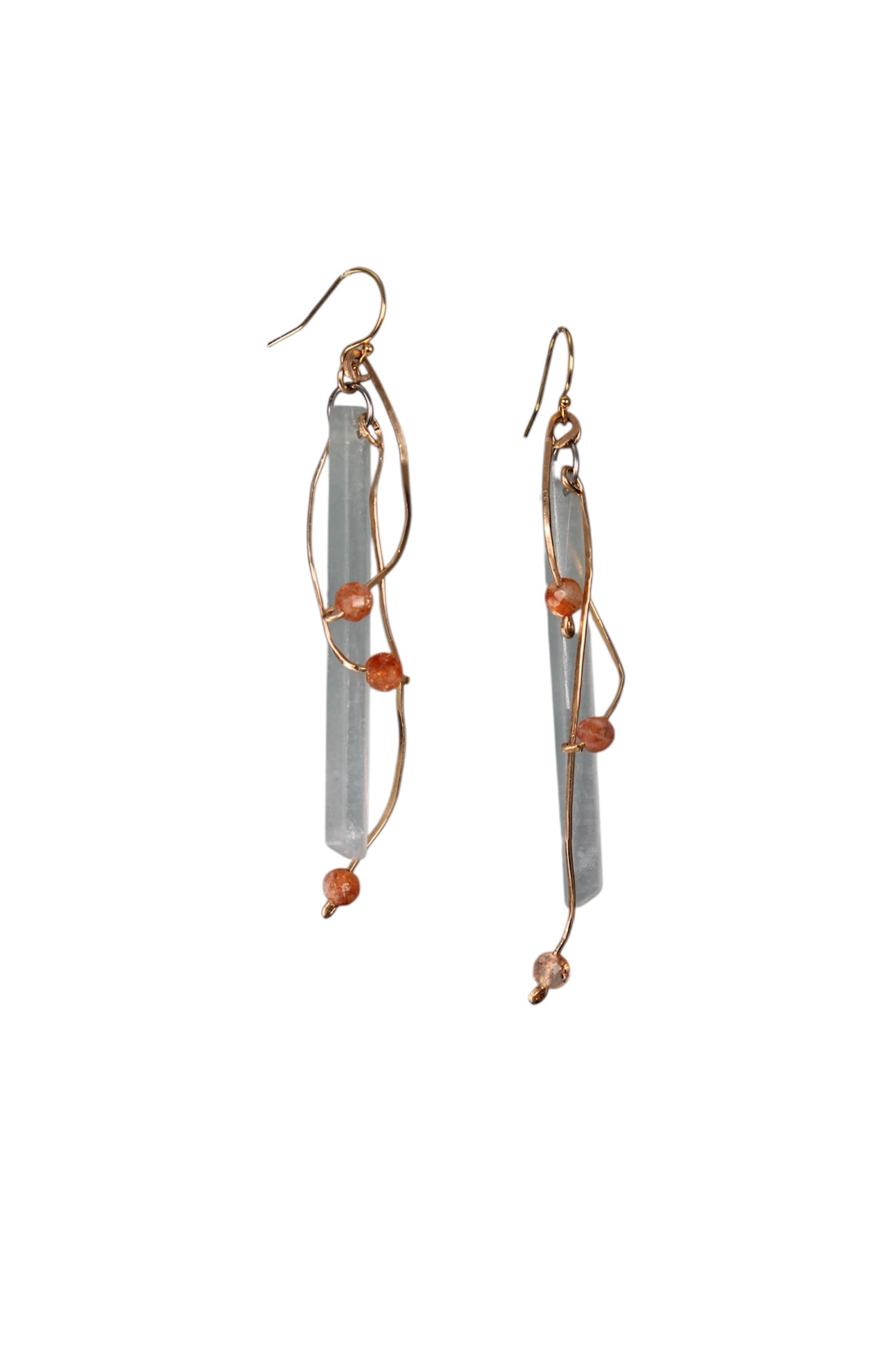 Aquatine & Orange Sapphire Vine Earrings
