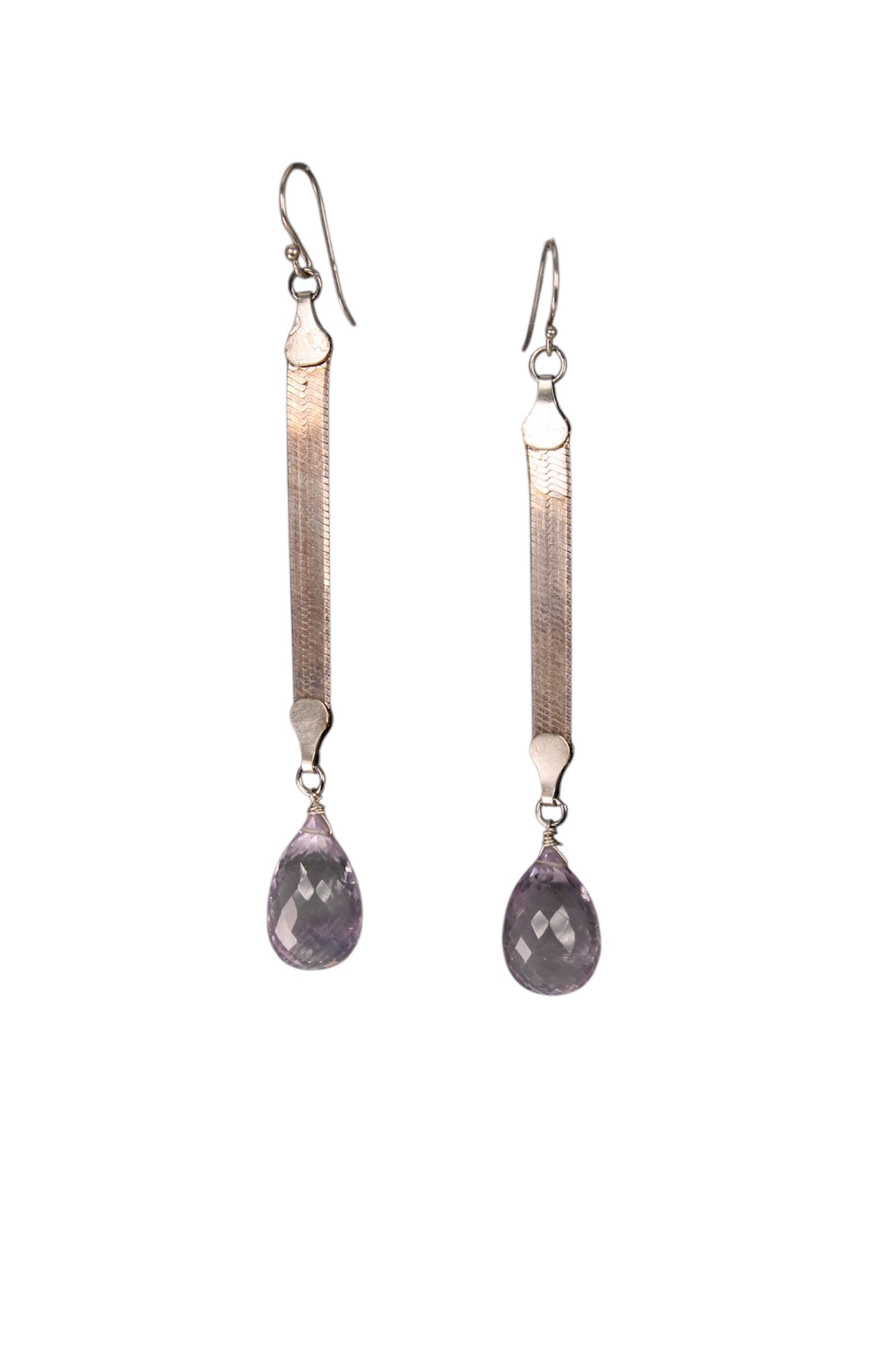 Rose de France Vintage Herringbone Chain Drop Earrings