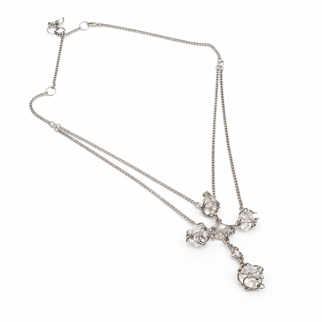 Raw Golden Enhydro Diamond Floating Cross Necklace