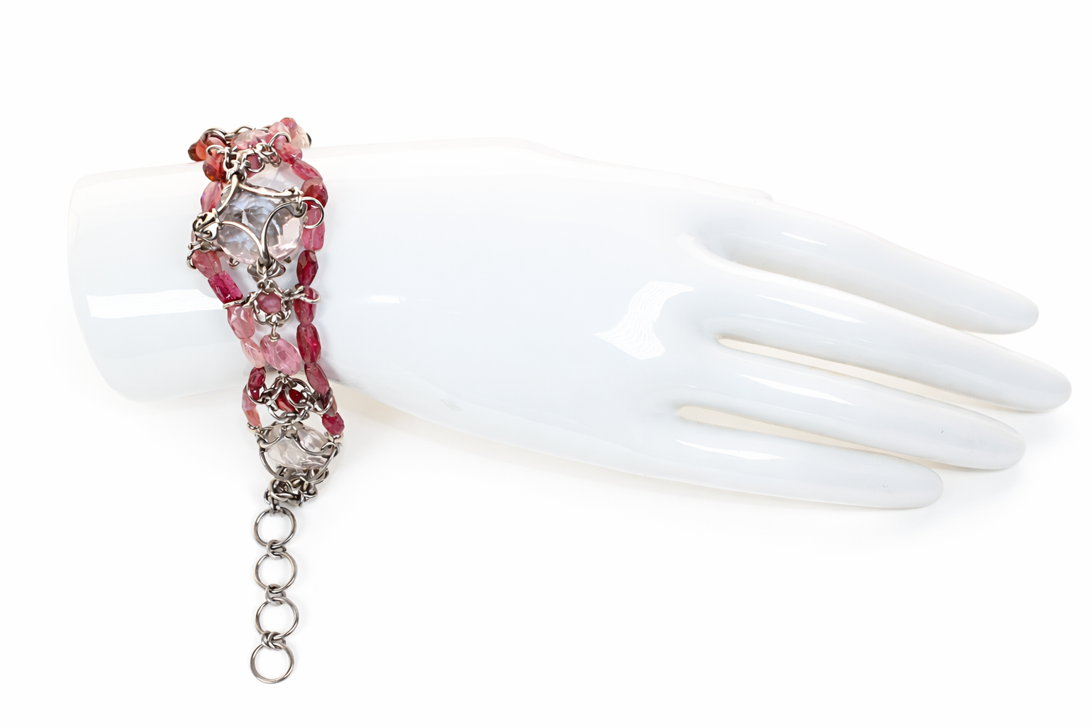 Pink Tourmaline & Rose Quartz Joan of Arc Bracelet