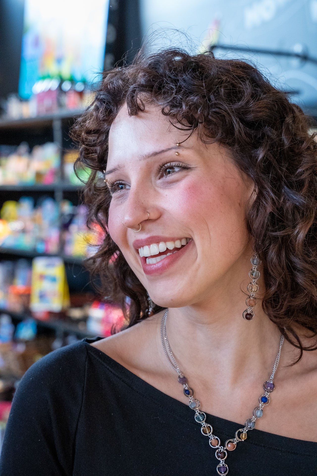 Linear Seven‑Stone Pride Chakra Earrings