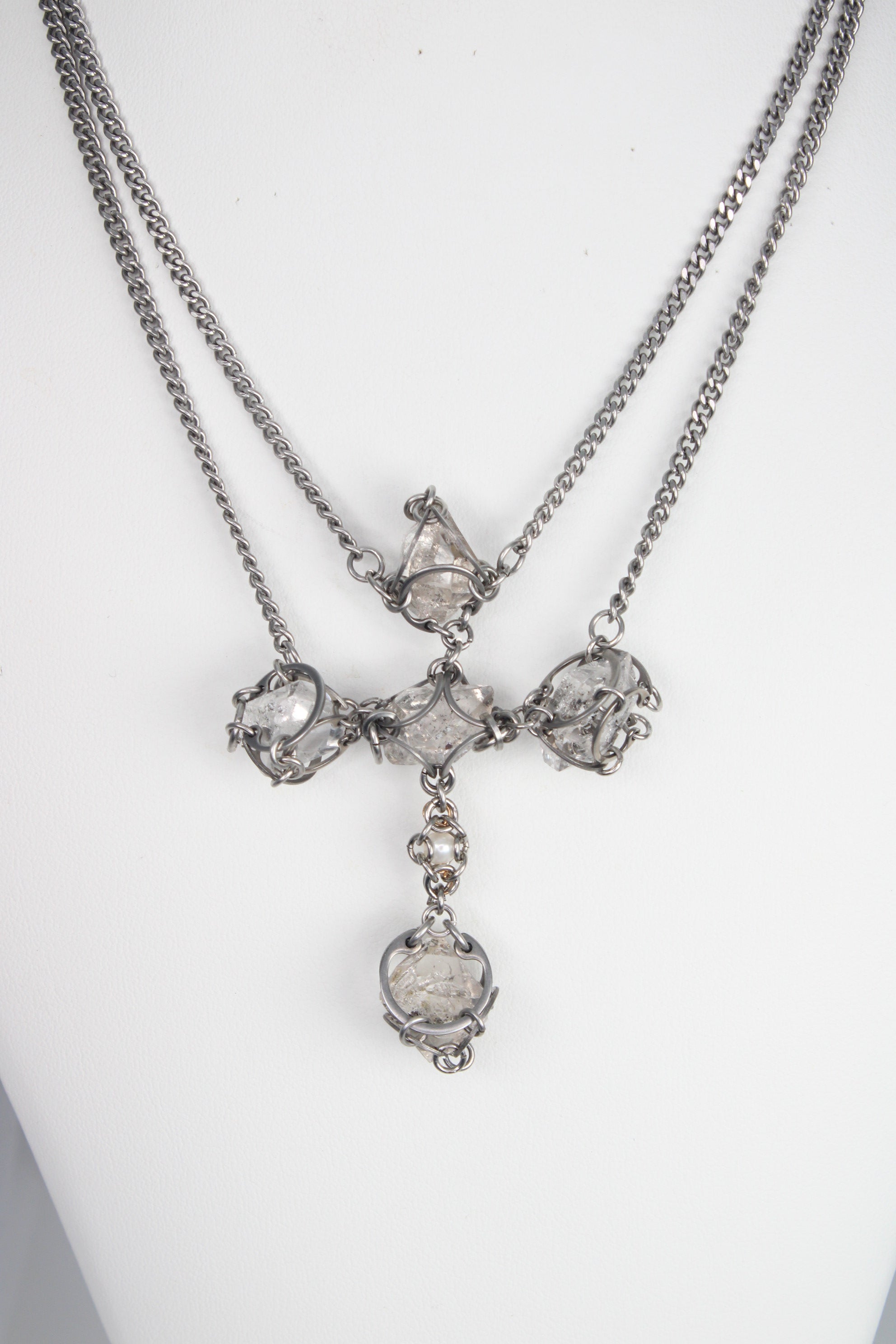 Raw Golden Enhydro Diamond Floating Cross Necklace