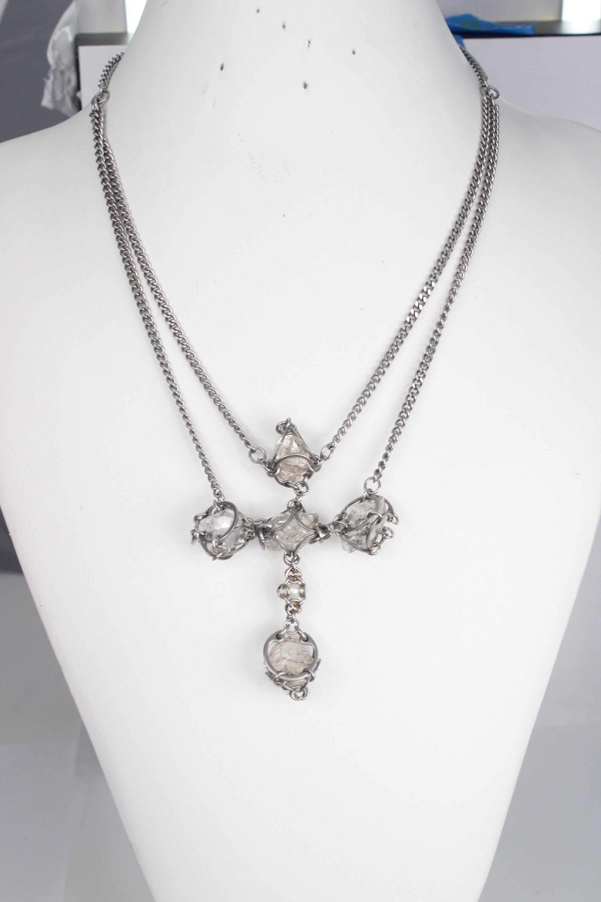 Raw Golden Enhydro Diamond Floating Cross Necklace