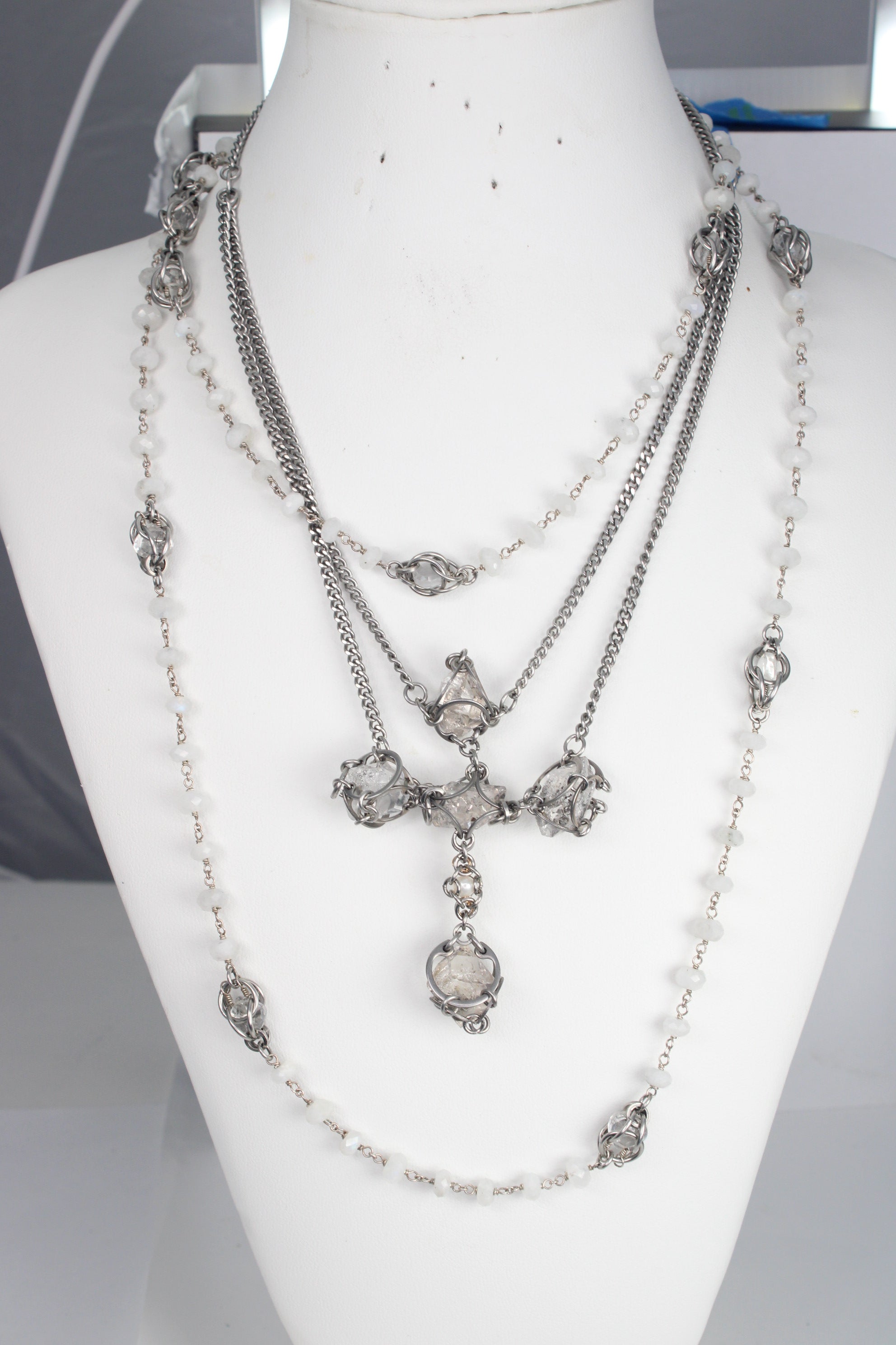Raw Golden Enhydro Diamond Floating Cross Necklace