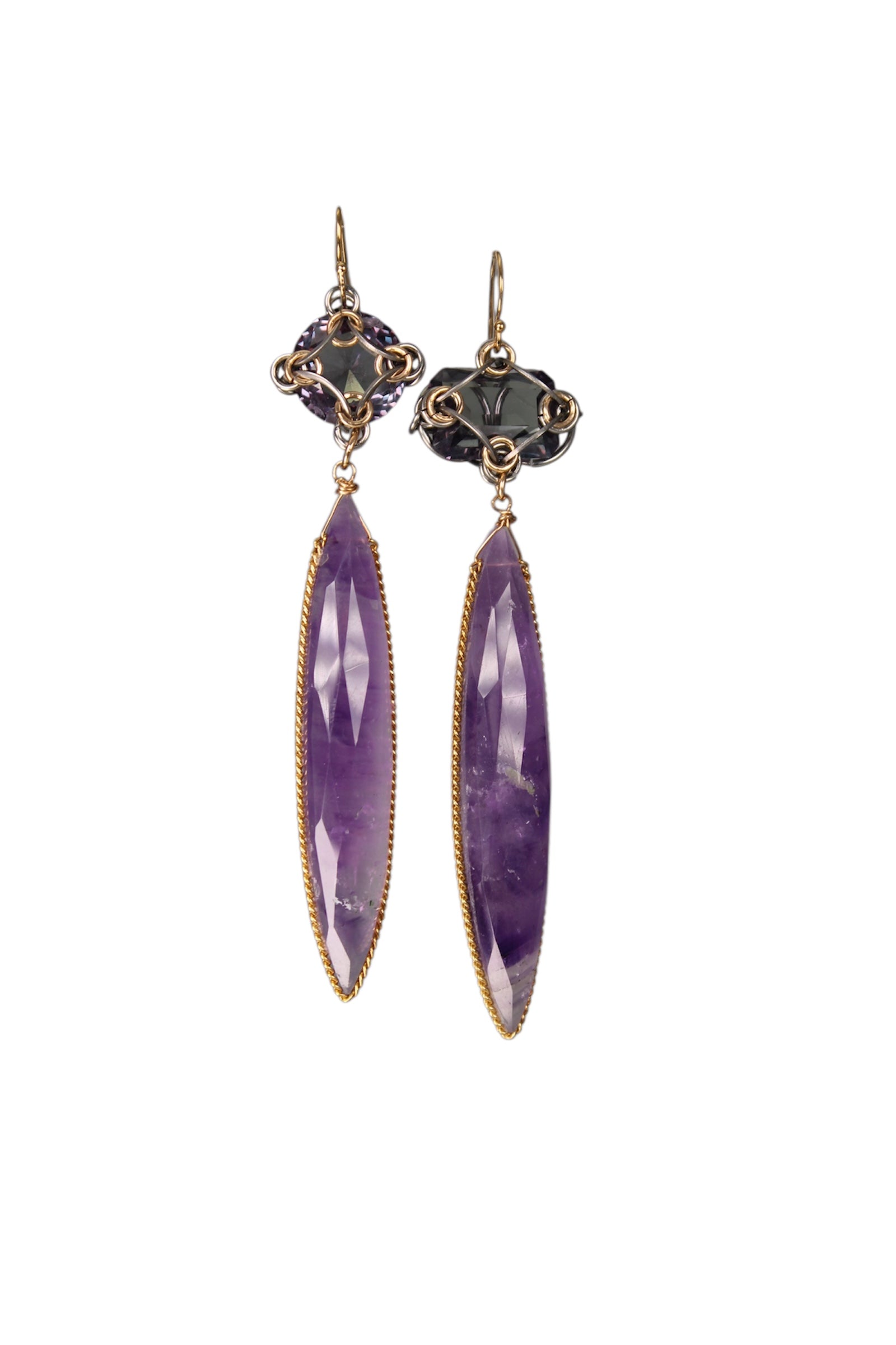 Amethyst & Color Change Topaz Drop Earrings
