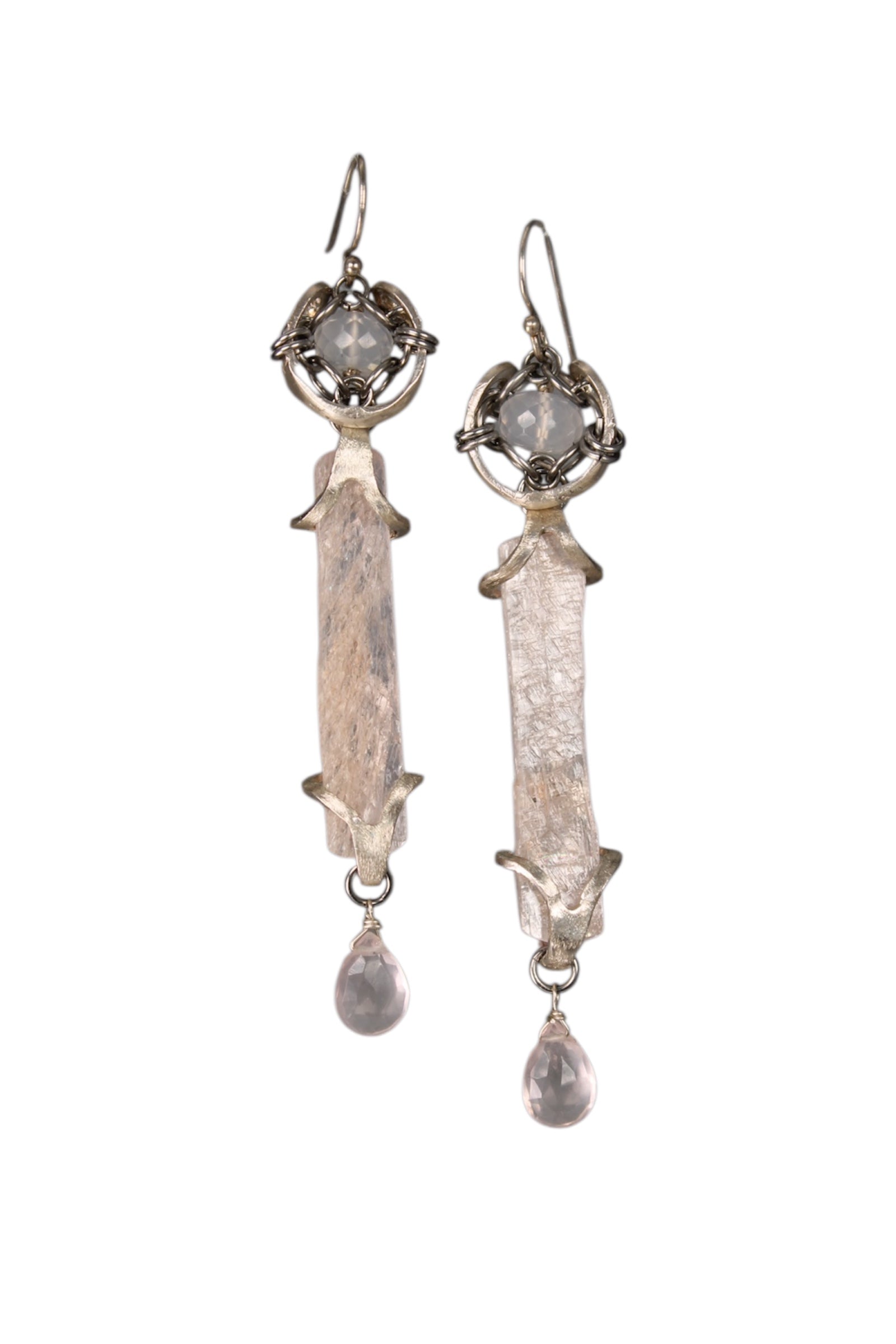 Morganite & Rose Quartz Drop Earrings