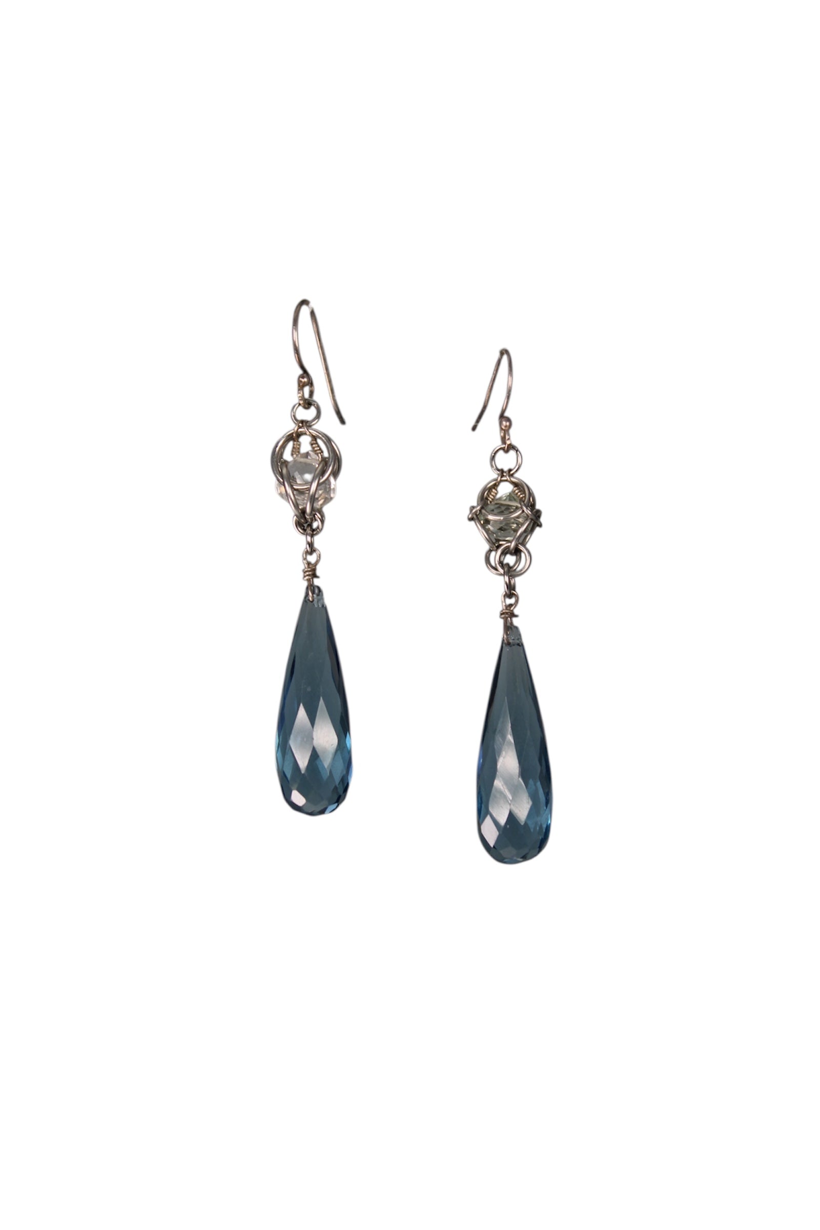 White Topaz & London Blue Topaz Drop Earrings
