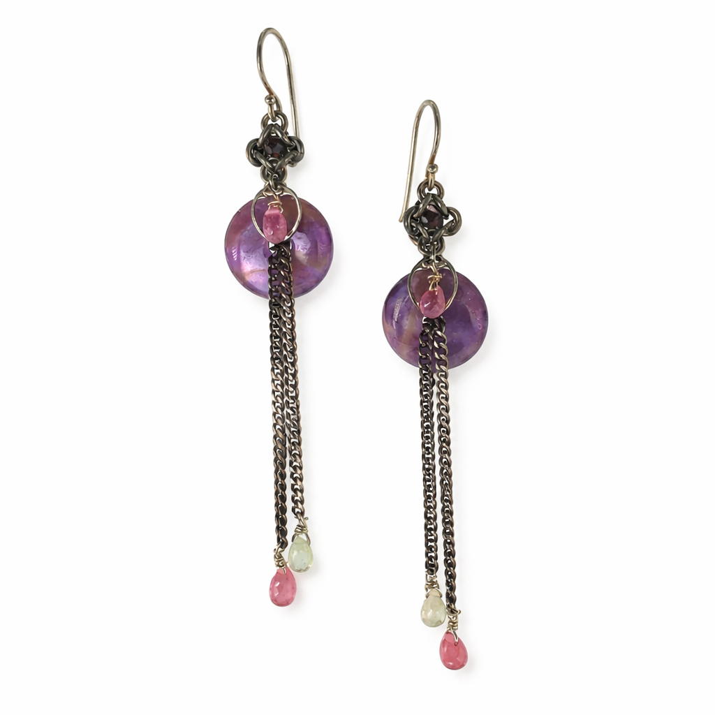Small Sacred Amethyst Orbit Earrings